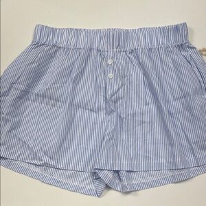 Light Blue Stripe Women’s Pull-On Sleep Shorts Size M